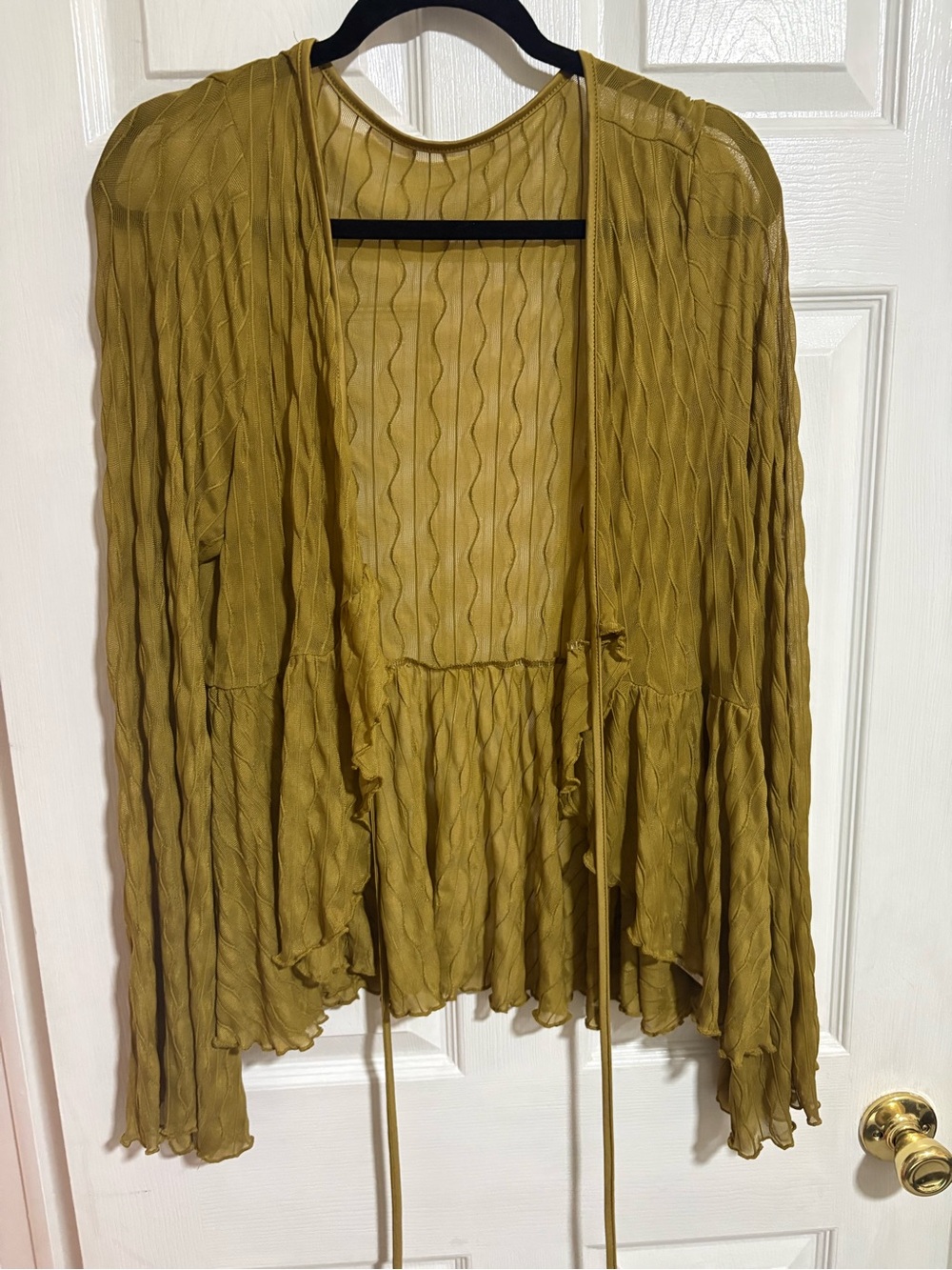 Lightweight Sheer Olive Green Open Cardigan